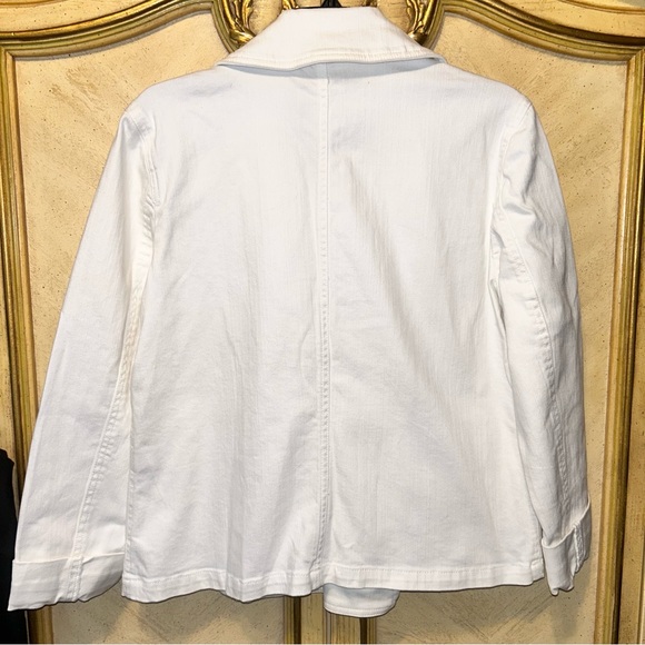 Chaps White Denim Double Breasted Trench Jacket Large - Picture 3 of 10